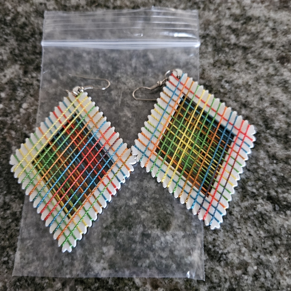 Colorful Woven Earrings - Picture 2 of 4